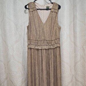 TAYLOR Gold Metallic Dress - Size 14